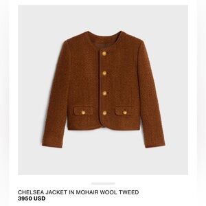 CELINE Chelsea Jacket in Mohair Wool Tweed Size 34 worn once perfect condition!!